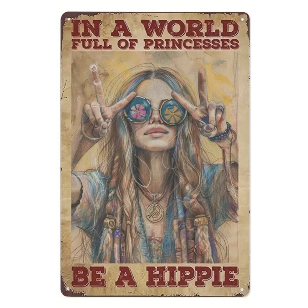 Hippie Girl Peace Sign Wall Art Memorabilia